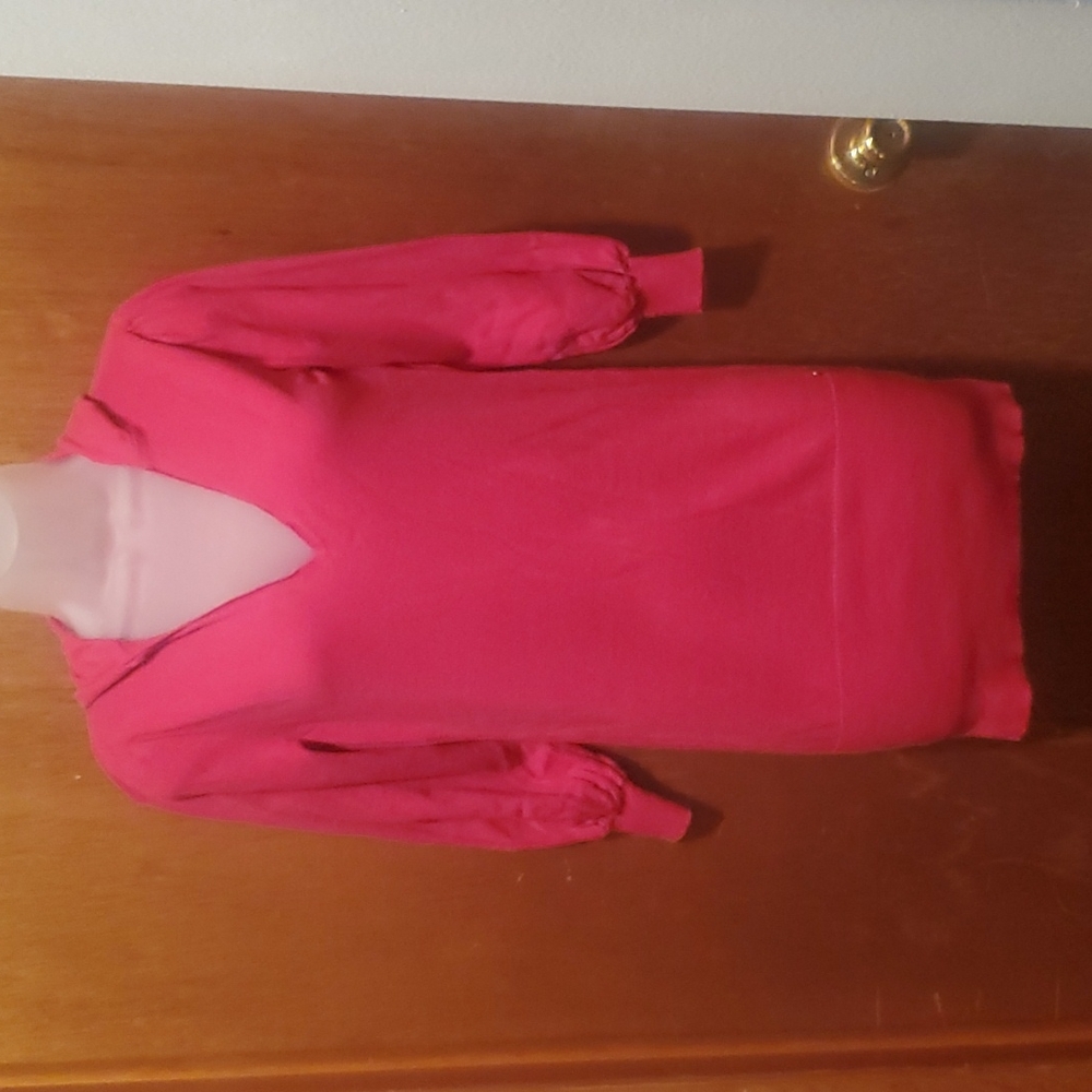 Guess long pink tunic sweater with hoodie  size medium